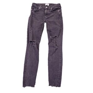 Agolde Feel Good Ankle 28x28 Actual Sz Charcoal Mid Rise Stretch Ripped Raw Hem